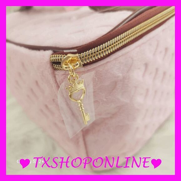 💗🌺{Juicy Couture} Pink Signature Scotties Bling Wedge Makeup Bag & Traincase - Picture 5 of 5